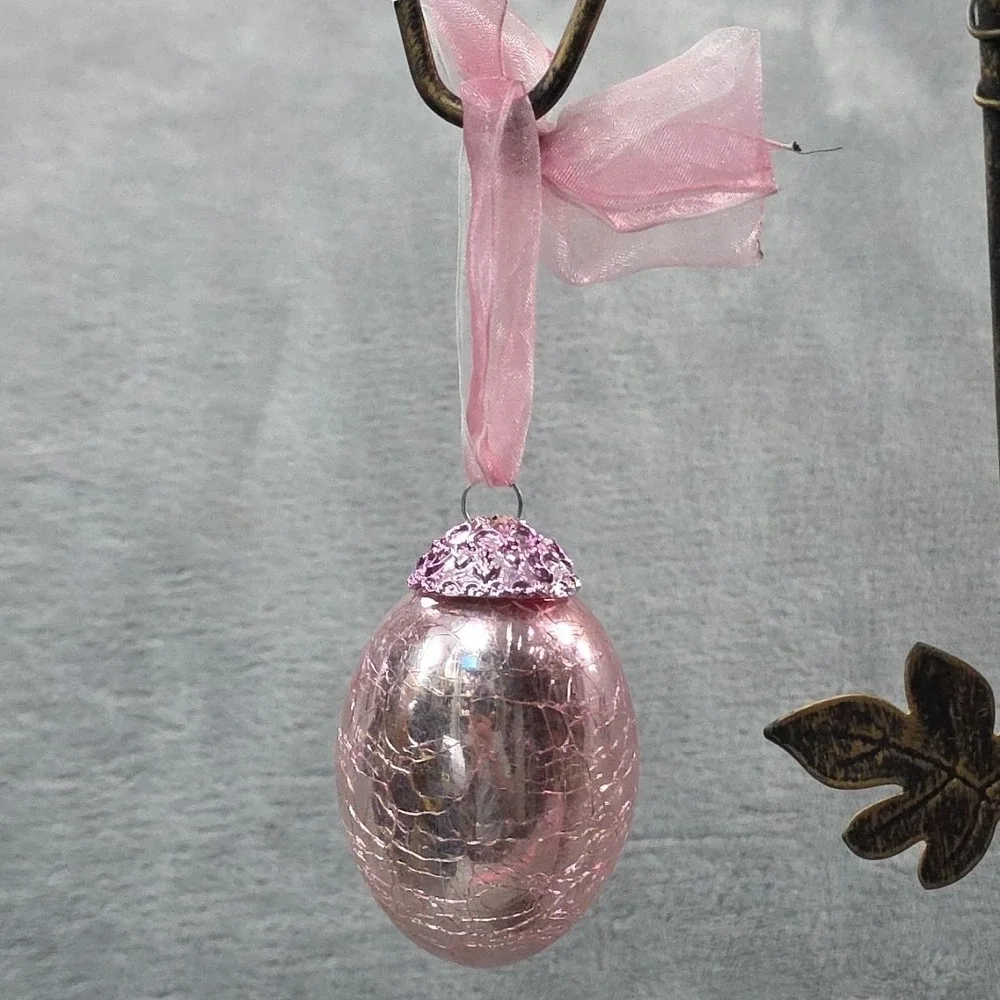 Vintage Easter Egg‎ Crackle Iridescent Glass Kugel Style - 4